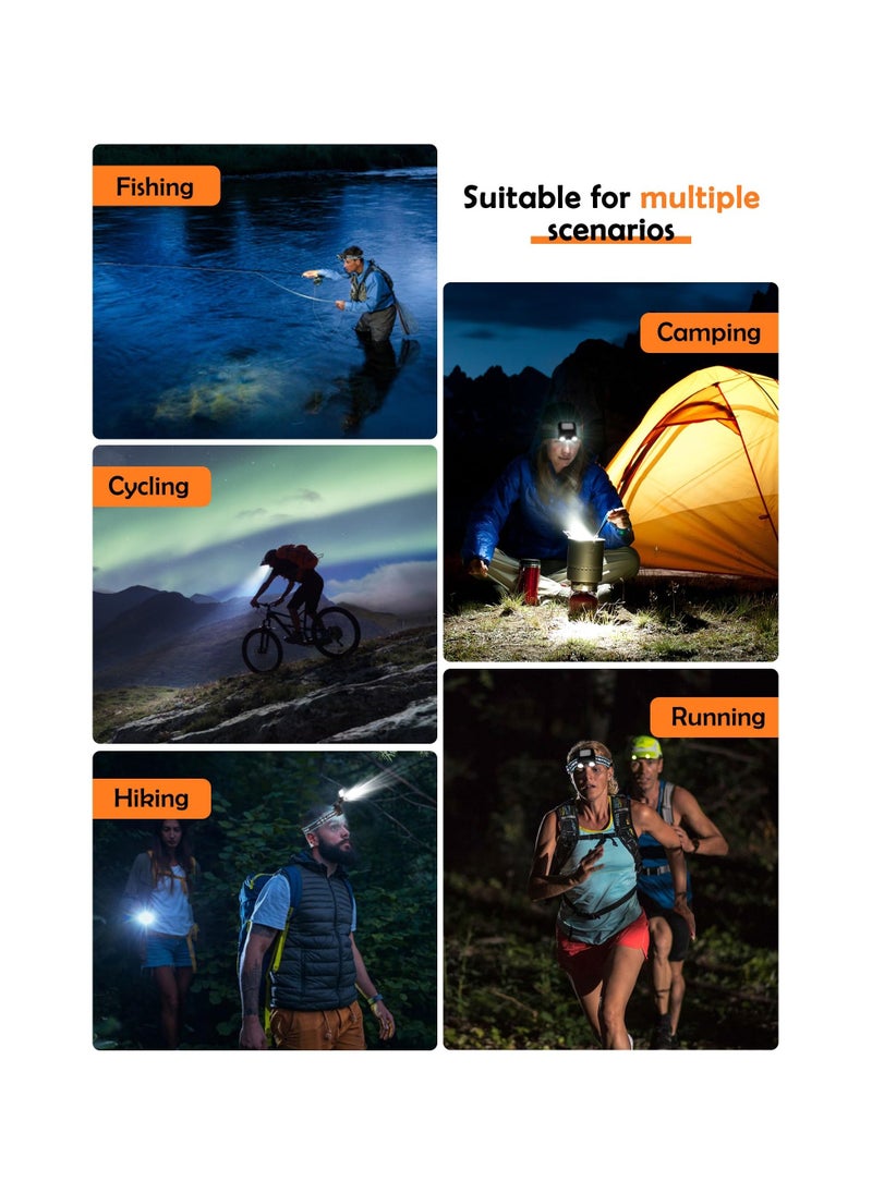 Generic - Led Hard Hat Light, 5 Modes Headlamp Rechargeable Clip On Cap Lights Head Lamp with Motion Sensor, Waterproof Head Light Flashlight for Hiking, Running, Repairing, Fishing, Cycling, Climbing - Image 1