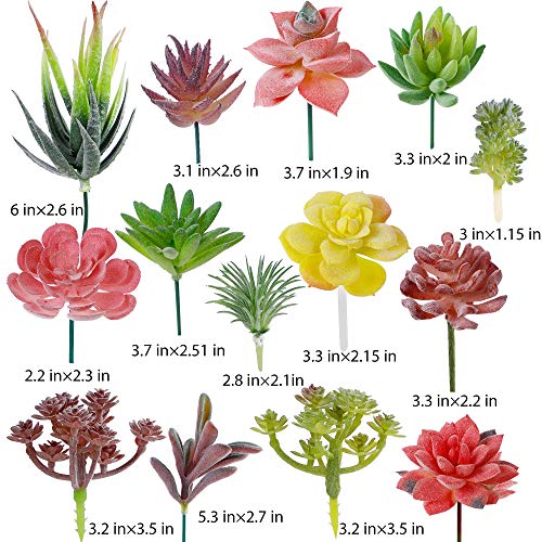 HASTHIP® 16 Pcs Artificial Succulent Plants, Different Kinds Assorted Faux Succulent Plants, Flowers Home Decor Plant, Artificial Hanging Plants String of Pearls Plant for Wedding Floral Home Decor - Image 2