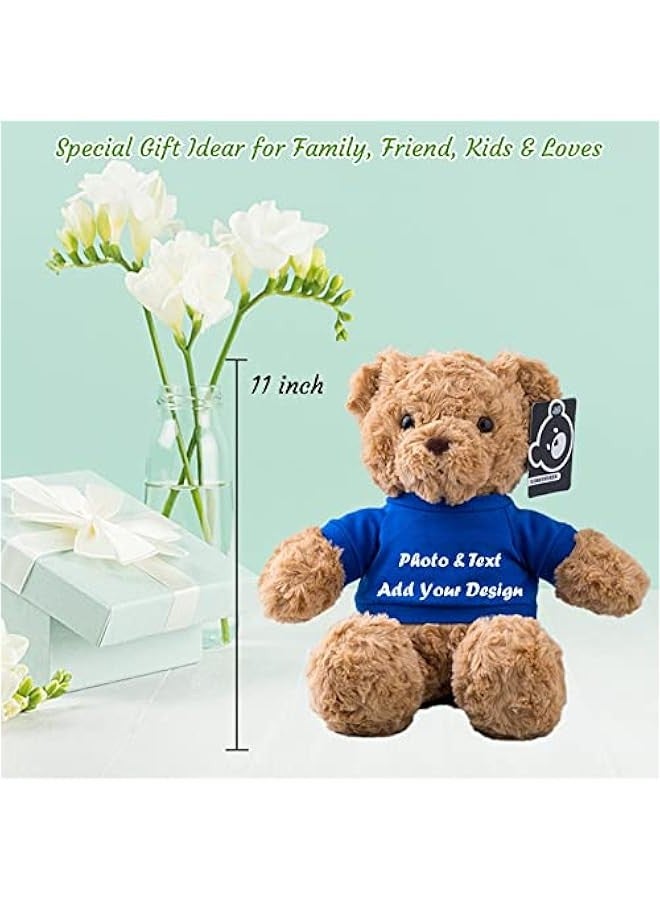 Generic Personalized Gifts for Women Men Stuffed Bear Plush Toys with ized Text, Personalized Teddy Bear with T-Shirt as for  s Day Birthday (11 inch-Text+Photo), Blue  - Image 4