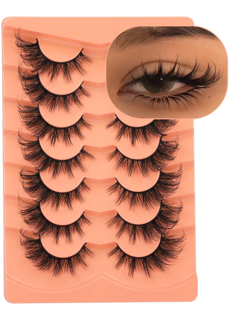 ALICROWN HAIR False Eyelashes Wispy Lashes Natural Look Fake Eyelashes Cat Eye Lashes Mink Fluffy Strip False Lashes Fox Eye Lashes Pack 7 Pairs ALICROWN  - Image 1