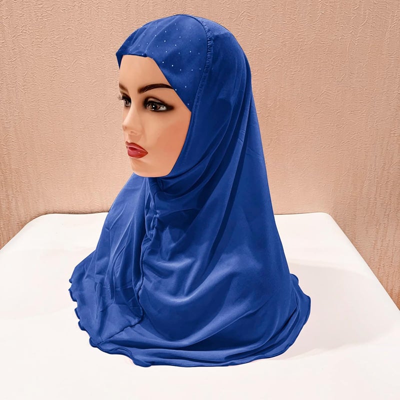 NICEYST Girls Ice Silk Muslim Khimar Hijab Headscarf Flower Arab Scarf Shawls Neck Wrap Islamic Head Wrap for Age 2-7 Years - Image 4