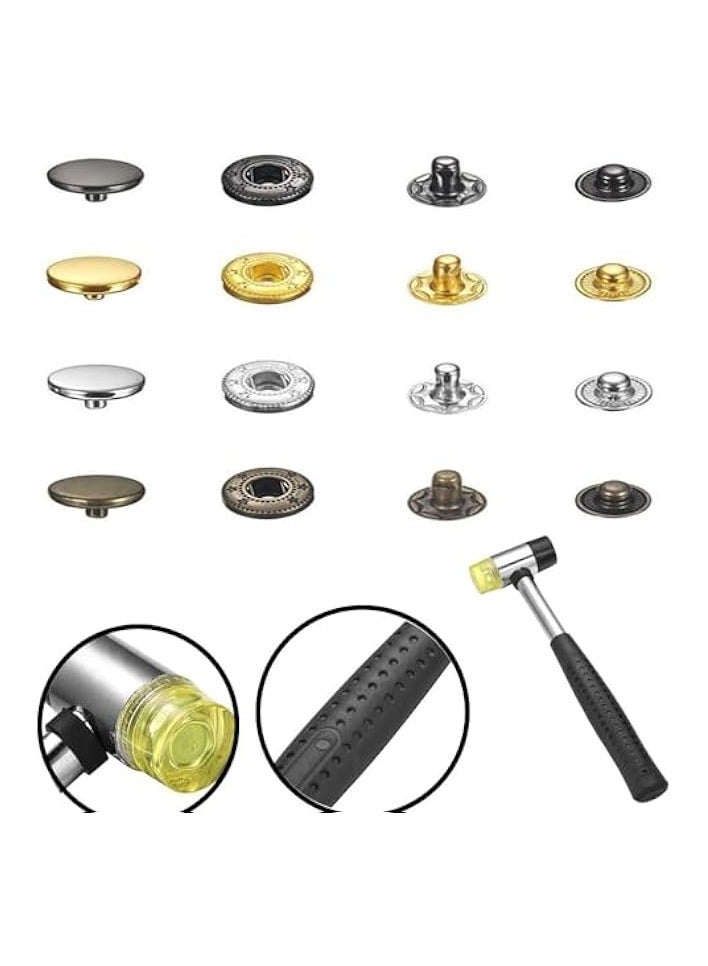 PROMASS 480PCS Rivets for Leather Kit, 4 Colors 2 Sizes Double Cap Rivets with Hammer & Rivet Press Tools for Fabric, Leather Rivets Set, Leather Working & Repair  - Image 3