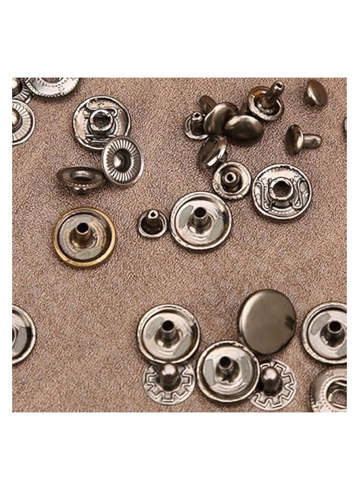 PROMASS 480PCS Rivets for Leather Kit, 4 Colors 2 Sizes Double Cap Rivets with Hammer & Rivet Press Tools for Fabric, Leather Rivets Set, Leather Working & Repair  - Image 4
