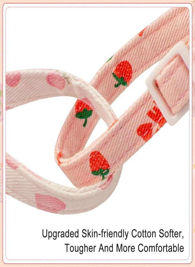 TecoKart® Adjustable Cat Collar Set - 2 PCS Soft Cat Collar with Bell for Indoor Cats, Cute Neck Belt for Kittens & Small Cats (Pink Strawberry & White Heart Design) - Image 4