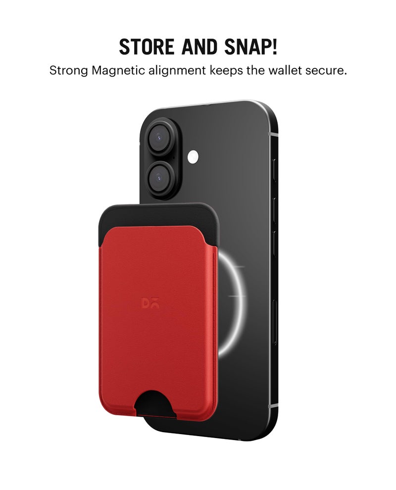 DailyObjects Leather Magnetic Wallet Card Holder | Designed for MagSafe Compatible with iPhone 16, iPhone 15, iPhone 14, iPhone 13, iPhone 12 Models | Premium Design | Full-Grain Leather- Crimson-Grey - Image 2