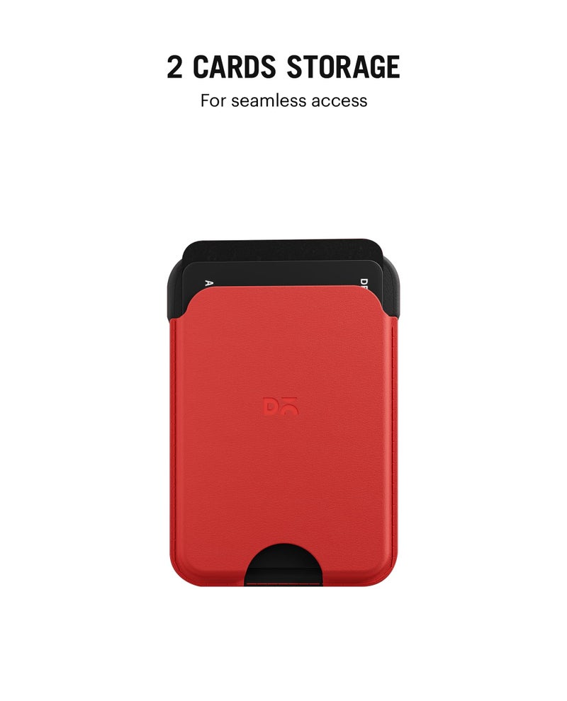 DailyObjects Leather Magnetic Wallet Card Holder | Designed for MagSafe Compatible with iPhone 16, iPhone 15, iPhone 14, iPhone 13, iPhone 12 Models | Premium Design | Full-Grain Leather- Crimson-Grey - Image 3