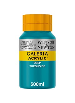 WINSOR & NEWTON Winsor & Newton Galeria Acrylic Colour - Jar of 500 ML - Deep Turquoise (232) - Highly Pigmented Lightfast Artists' Acrylic Paints for Canvas, Wood, Fabric & Paper - More Colours Available  - Image 1