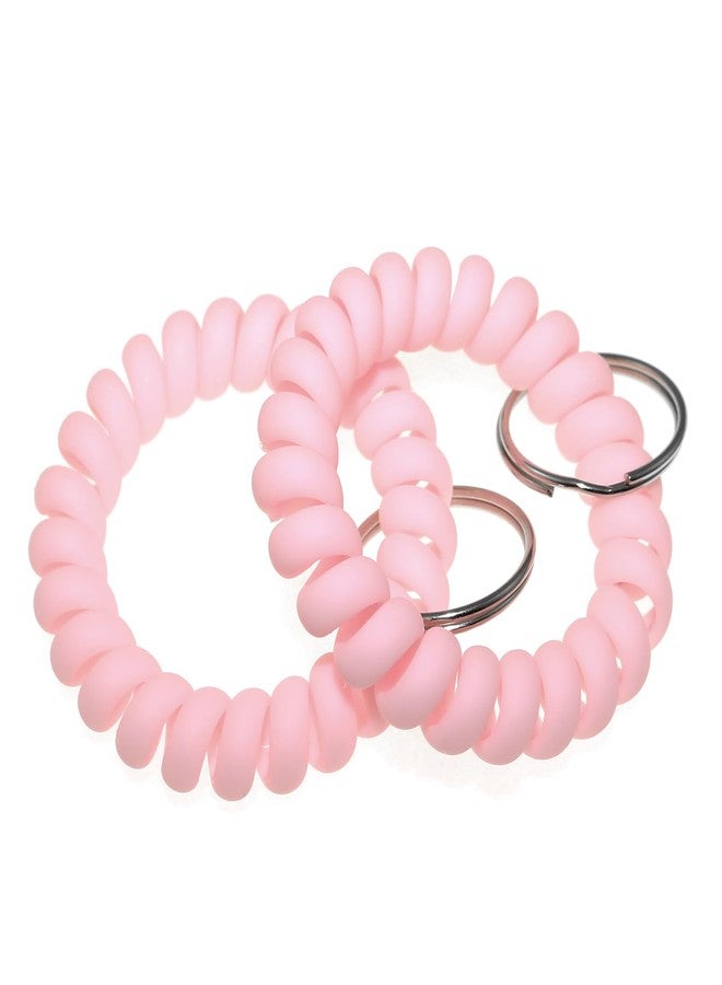 Lind Kitchen 6PCS Pink Plastic Wrist Keychain Spring Flexible Spiral Wrist Coil Stretchable Wristband Spiral Key Chain Bracelet Key Holder Key Ring for ID Badge - Image 3