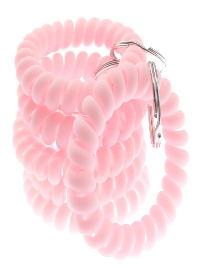 Lind Kitchen 6PCS Pink Plastic Wrist Keychain Spring Flexible Spiral Wrist Coil Stretchable Wristband Spiral Key Chain Bracelet Key Holder Key Ring for ID Badge - Image 1