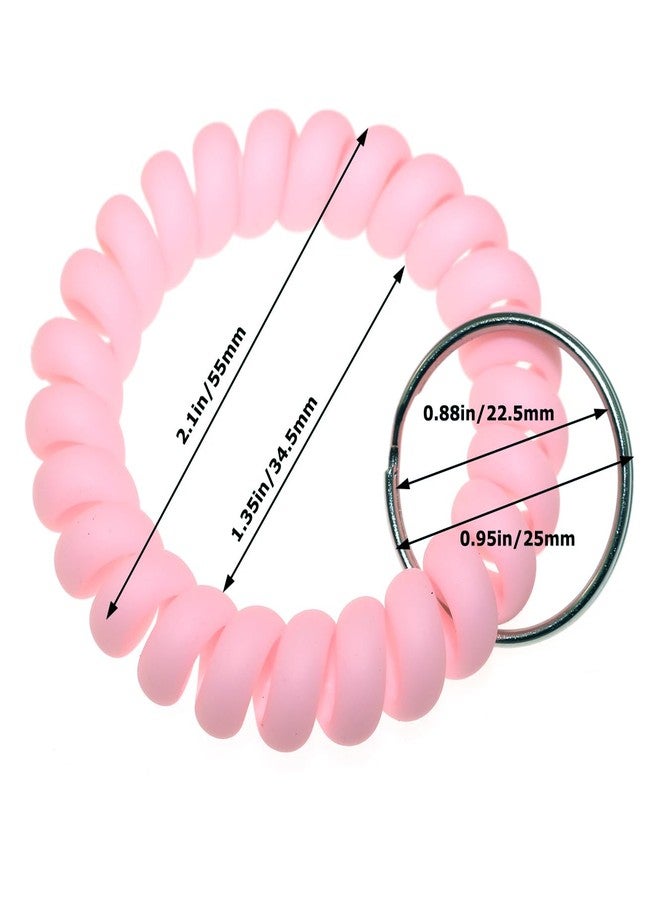 Lind Kitchen 6PCS Pink Plastic Wrist Keychain Spring Flexible Spiral Wrist Coil Stretchable Wristband Spiral Key Chain Bracelet Key Holder Key Ring for ID Badge - Image 4
