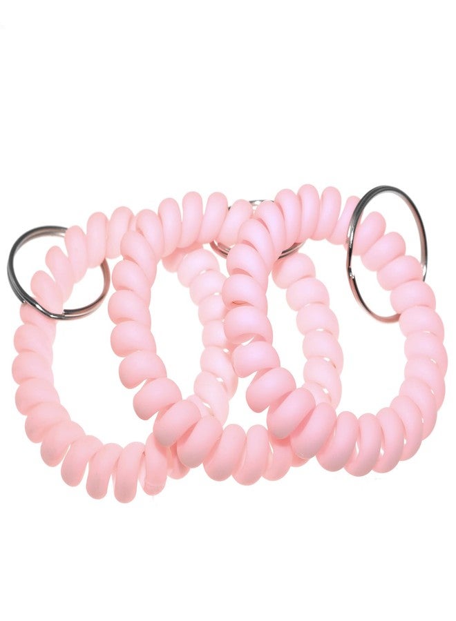 Lind Kitchen 6PCS Pink Plastic Wrist Keychain Spring Flexible Spiral Wrist Coil Stretchable Wristband Spiral Key Chain Bracelet Key Holder Key Ring for ID Badge - Image 2