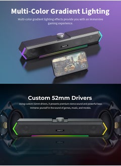 havit Desktop Speakers, Equipped with 52mm Full-Range Driver Unit, 2.1 Stereo Surround Sound, RGB Lighting Effect, Suitable for Computers, Phones, Projection, TV  - Image 3