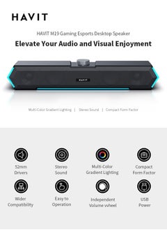 havit Desktop Speakers, Equipped with 52mm Full-Range Driver Unit, 2.1 Stereo Surround Sound, RGB Lighting Effect, Suitable for Computers, Phones, Projection, TV  - Image 2