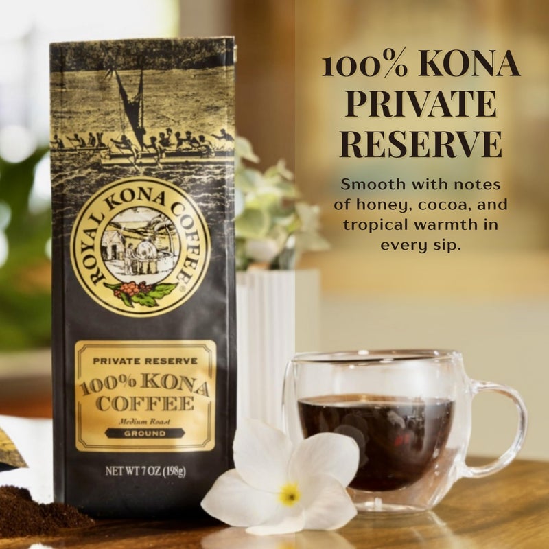 ROYAL KONA COFFEE Ground - 100% Hawaiian Kona Coffee, Private Reserve, Medium Roast, (Pack of 2) - Image 4