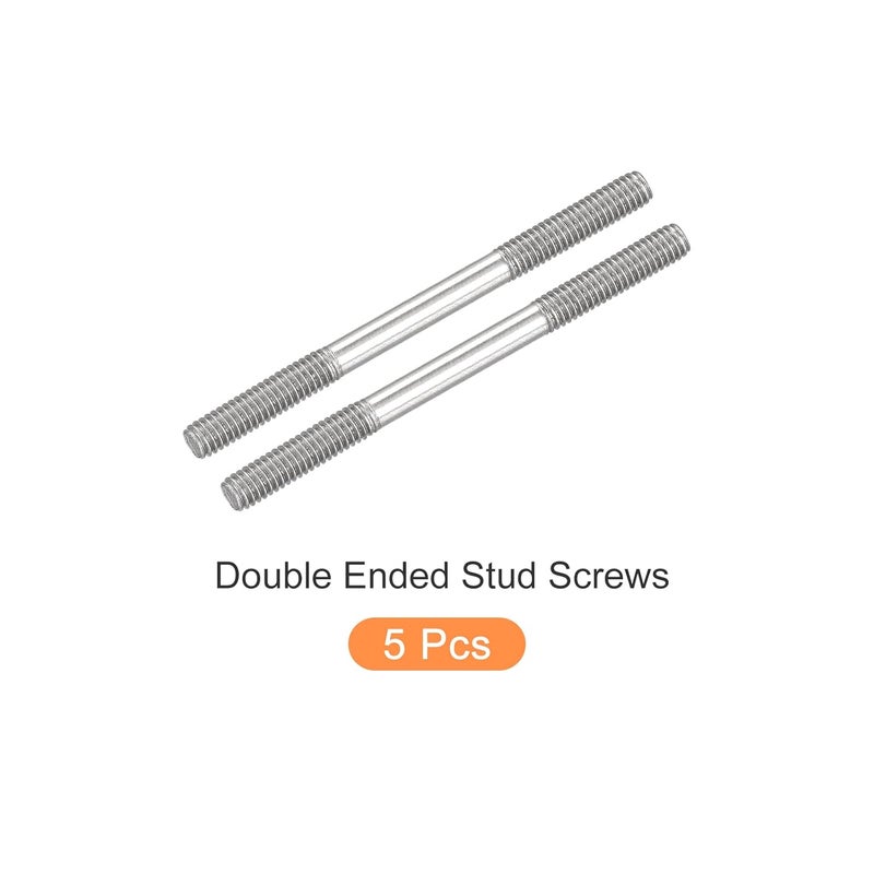 METALLIXITY Double Ended Stud Screws (M4 Thread 60mm Length) 5pcs, 304 Stainless Steel Dual Threaded Rod Bolts - for House Maintenance - Image 5