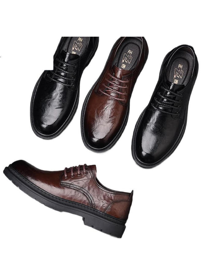 Chint Zhengtai Classic Handmade British Style Leather Shoes Men'S Height Increasing Thick-Soled Business Casual Leather Shoes Jz0016 Brown Size 39 - Image 3