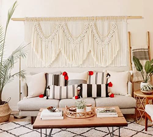 IOWER Macrame Wall Decor 75" W x 35" L Extra Large Macrame Wall Hanging Craftsmanship Boho Wall Decor - Image 2