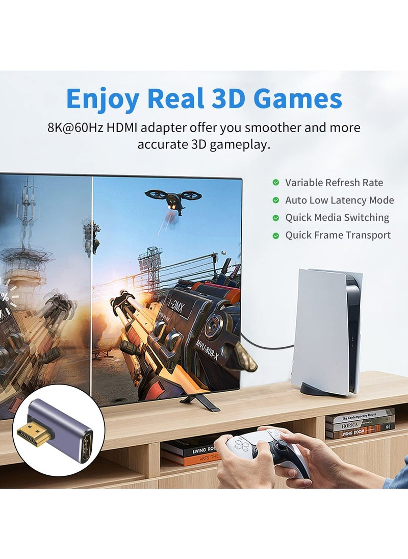 CMGTYYD HDMI 90 Degree Adapter 8k, Right Angle HDMI 2.1 Adapter, 48Gbps HDMI Male to Female Adapter Extender Connector Supports 8K@60Hz, 4K@120Hz, 3D HDR for Laptop,DVD,TV, Monitors,PS5 (2Pack)  - Image 5