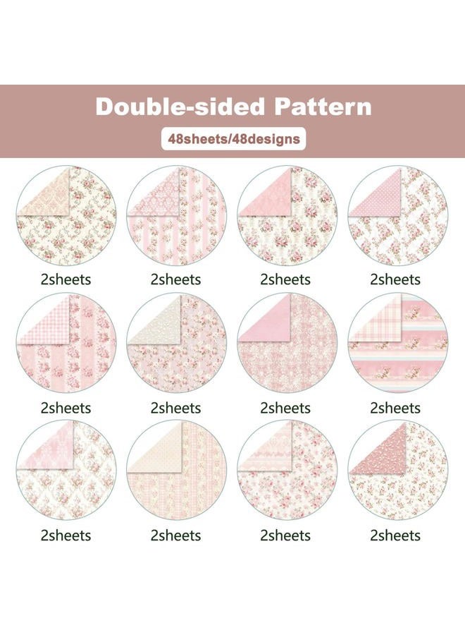MIATTCLD Scrapbook Paper Double Sided Decorative Craft Paper, 6x6 in Vintage Patterned Papers 48 Sheets Floral Background Papers for Scrapbooking Card Making Journaling Decor (B) - Image 2