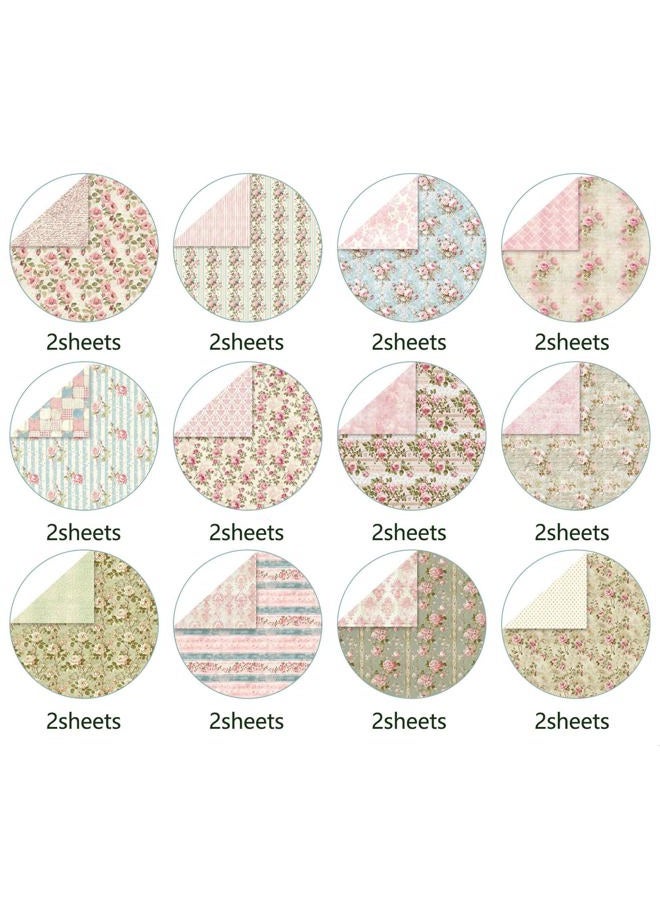 MIATTCLD Scrapbook Paper Double Sided Decorative Craft Paper, 6x6 in Vintage Patterned Papers 48 Sheets Floral Background Papers for Scrapbooking Card Making Journaling Decor (B) - Image 3
