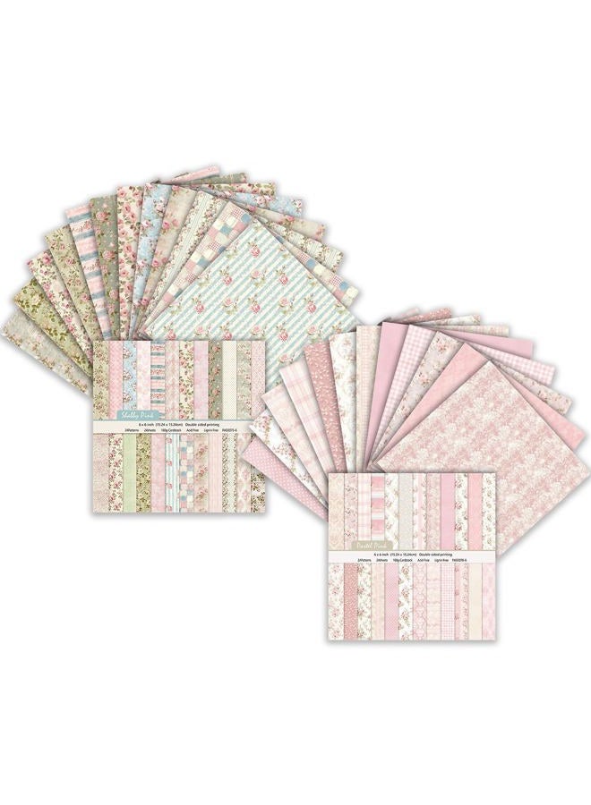 MIATTCLD Scrapbook Paper Double Sided Decorative Craft Paper, 6x6 in Vintage Patterned Papers 48 Sheets Floral Background Papers for Scrapbooking Card Making Journaling Decor (B) - Image 1