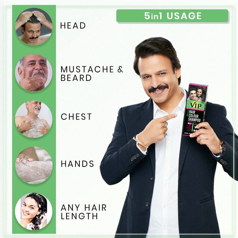 VIP 5 in 1 Hair Colour Shampoo base Hair Color 180 ml Black Hair Colour - Image 2