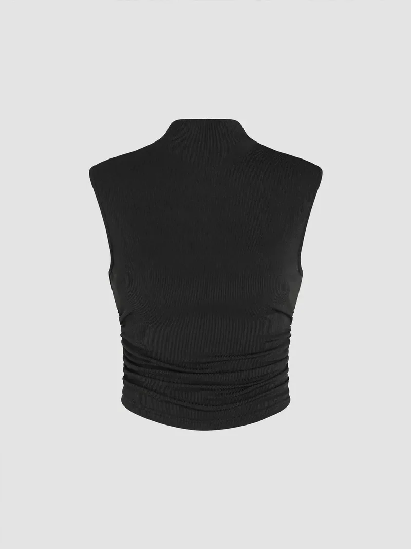 HICCUP Ruched Half Turtleneck Crop Top
