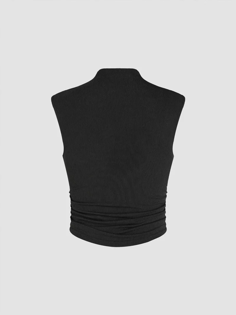 Hiccup Ruched Half Turtleneck Crop Top