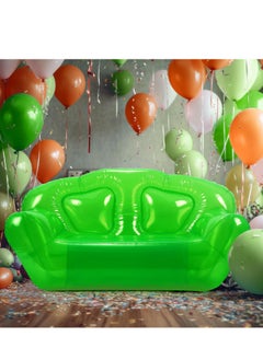 SYOSI Transparent Clear Inflatable Sofa Seat Double Person Blow up Chair Portable Inflatable Couch Air Couch for Swimming Pool Camping Outdoor Beach Room 100% Waterproof and Holds 550lbs Green  - Image 2