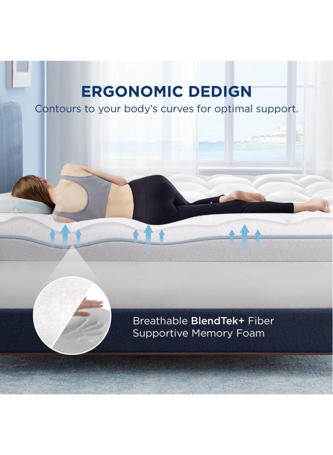 Bedsure Bedsure 4.5 Inch Memory Foam Mattress Topper Queen Size, Dual Layer 2.5 Inch Gel Memory Foam & 2 Inch Waterproof Pillow Top Cooling Mattress Pad, Deep Pocket Fits 8"-21" Mattresses, Medium Support  - Image 4