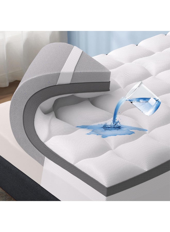 Bedsure Bedsure 4.5 Inch Memory Foam Mattress Topper Queen Size, Dual Layer 2.5 Inch Gel Memory Foam & 2 Inch Waterproof Pillow Top Cooling Mattress Pad, Deep Pocket Fits 8"-21" Mattresses, Medium Support  - Image 1
