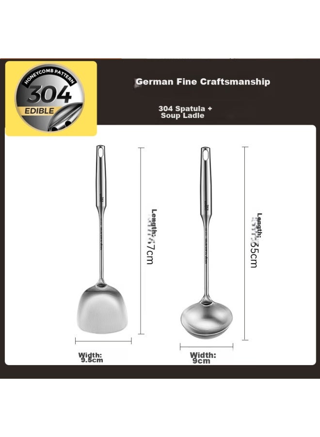 COOKER KING Chuidahuang Kitchen Utensil Set, 304 Stainless Steel Spatula And Soup Ladle Two-piece Set, For Iron And Stainless Steel Wok, Non-coated Pan Specific - Image 2