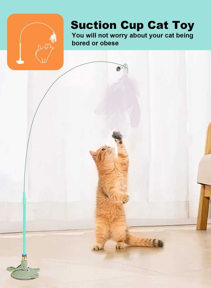 URbazaar Cat Feather Toys,Cat Wand Toy with Powerful Suction Cup,Interactive Cat Toy Detachable Feather Replacements with Bell for Indoor Cats （2 Extra Feathers） - Image 5
