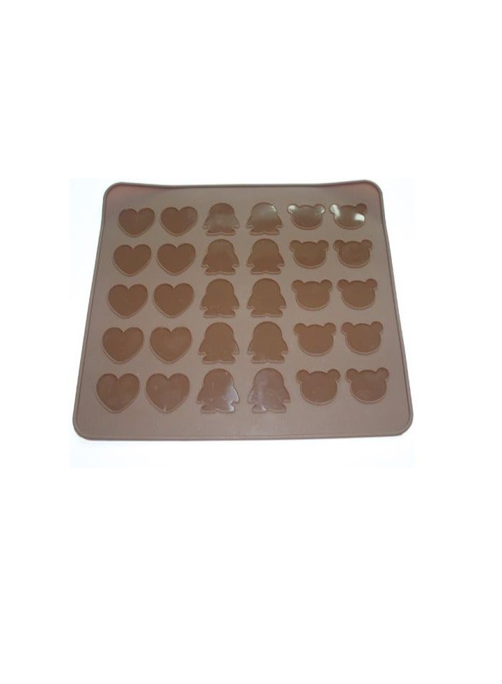 X-Haibei Macaron Mat Macaroon Baking Cookies Pastry Sheet Homemade Heart Bear Penguin Dia. 1.5inch  - Image 1