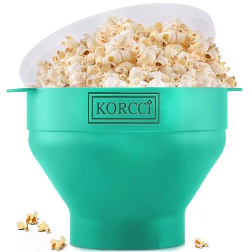 KORCCI The Original Korcci Microwaveable Silicone Popcorn Popper, Microwave Popcorn Popper, Collapsible Microwave Popcorn Maker Bowl, No Oil Required, Use In Microwave, Dishwasher Safe (Aqua) - Image 1