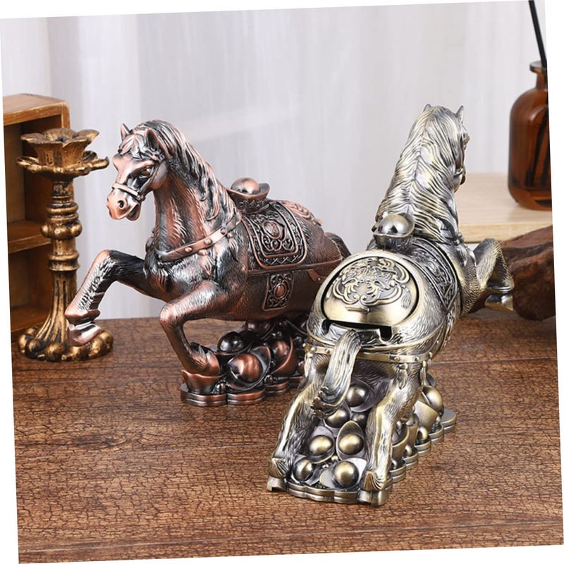 Ceramic Horse Design Ashtray With Lid For Home Office Desktop Decoration - Image 3