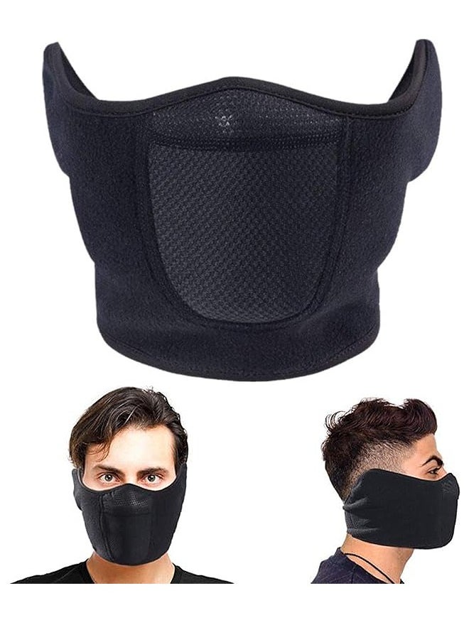 HS Half Face Mask Windproof Men Women For Skiing Snowboarding Motorcycling Winter Outdoor Sports Highly Breathable, Black  - Image 1