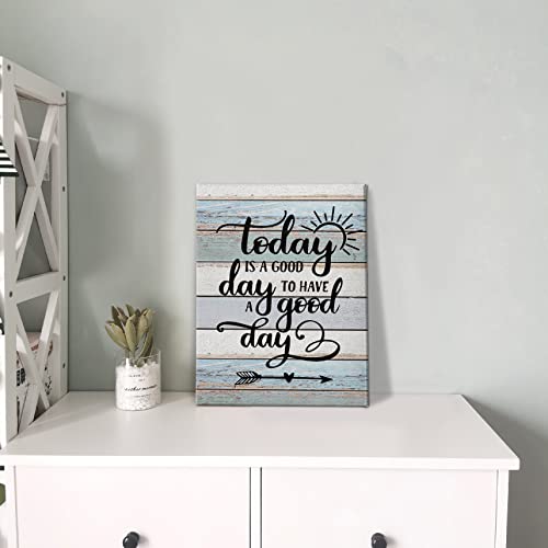 PHAMTE Home Today Is a Good Day To Have a Good Day Inspirational Quotes Wall Art, Rustic Farmhouse Motivational Saying Print Framed Canvas Painting Artwork Home Bathroom Room Office Decor（11x14 Inch - Image 4