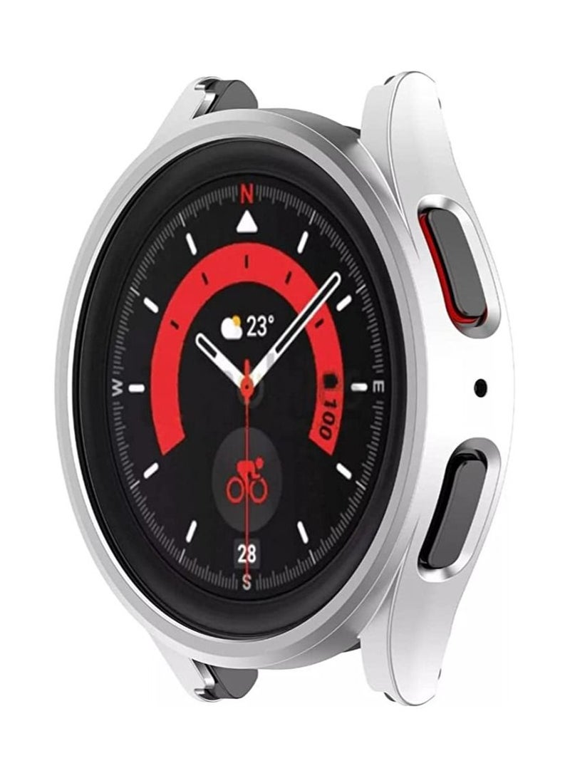 Dado Half Frame Protective Case Made of Heat-Resistant Polyurethane Compatible with Samsung Galaxy Watch 5 Pro 45mm – Silver - Image 2