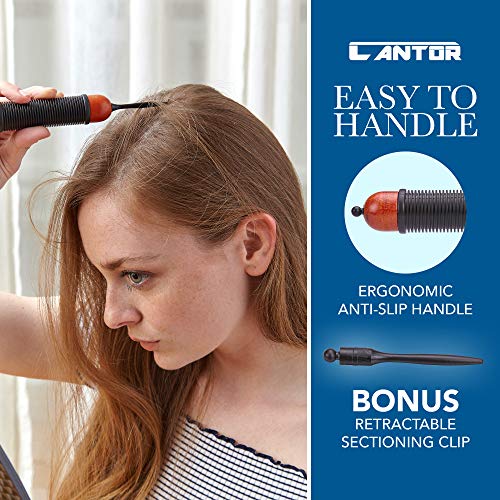 Cantor Small Round Blow Dry Brush - Boar Bristle, Thermal Metal Barrel, Professional Anti-Static Roller Hair Brush for Styling and Blow Drying - Bonus Sectioning Pick - 12 Row, 2.5” - By Cantor - Image 5
