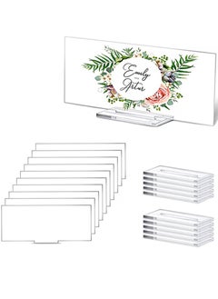 Aikanbo 10 Pack Acrylic Name Plate Personalized Desk Name Plaque Sign Clear Acrylic Panel Rectangle Acrylic Sheet Blank for Office Desk Decor (6 x 15cm)  - Image 1