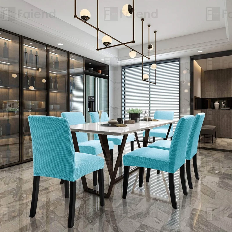 فايند Liski Esenk Chair Cover Square pattern Stretch Elastic Mutak Chair Cover 1-pc Turquoise color