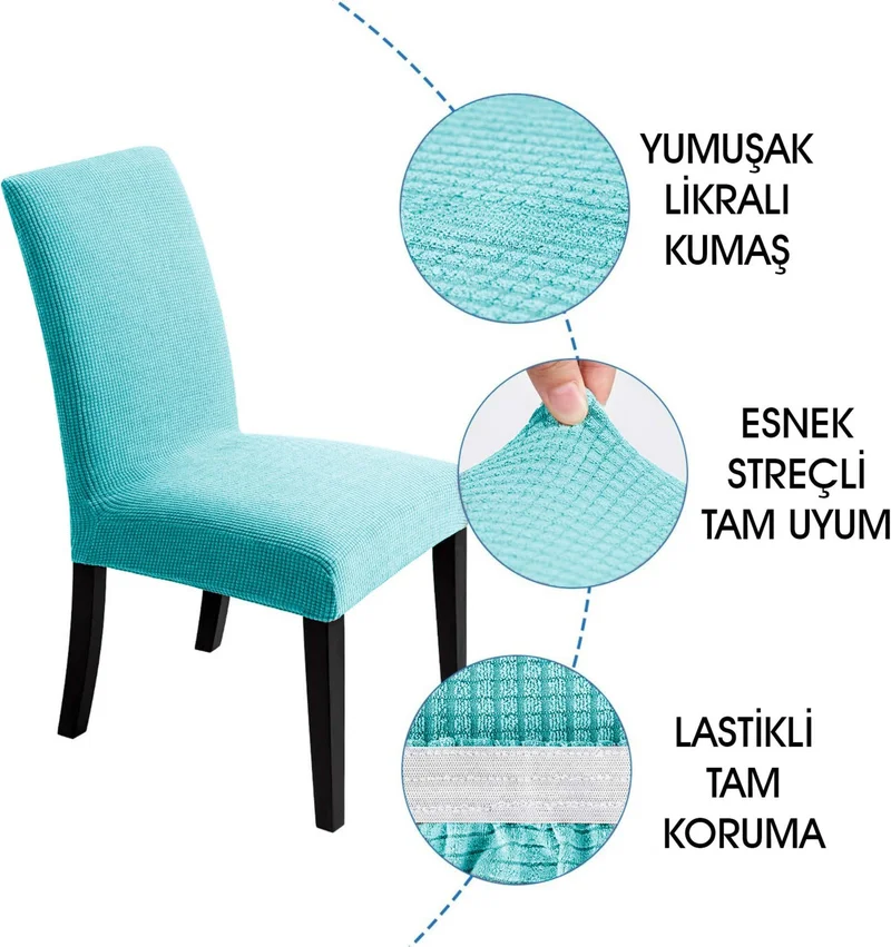 فايند Liski Esenk Chair Cover Square pattern Stretch Elastic Mutak Chair Cover 1-pc Turquoise color