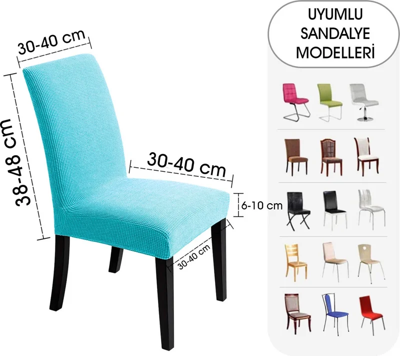 فايند Liski Esenk Chair Cover Square pattern Stretch Elastic Mutak Chair Cover 1-pc Turquoise color