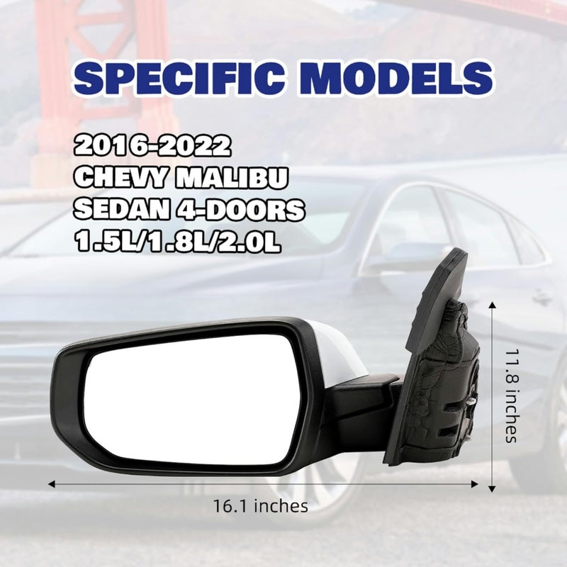 VMDCcdz Driver Side View Mirror for Chevy Malibu 2016-2021 - Image 2