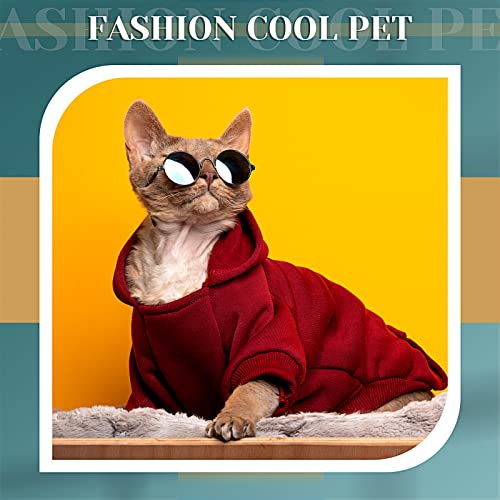 Xuniea Dog Sunglasses Retro Pet Glasses Doll Glasses Classic Round Dog Glasses Metal Cat Puppy Eye Wear Hippie Costumes for Cats and Dogs Photos Props Cosplay Party Costume Black Classic Style - Image 3