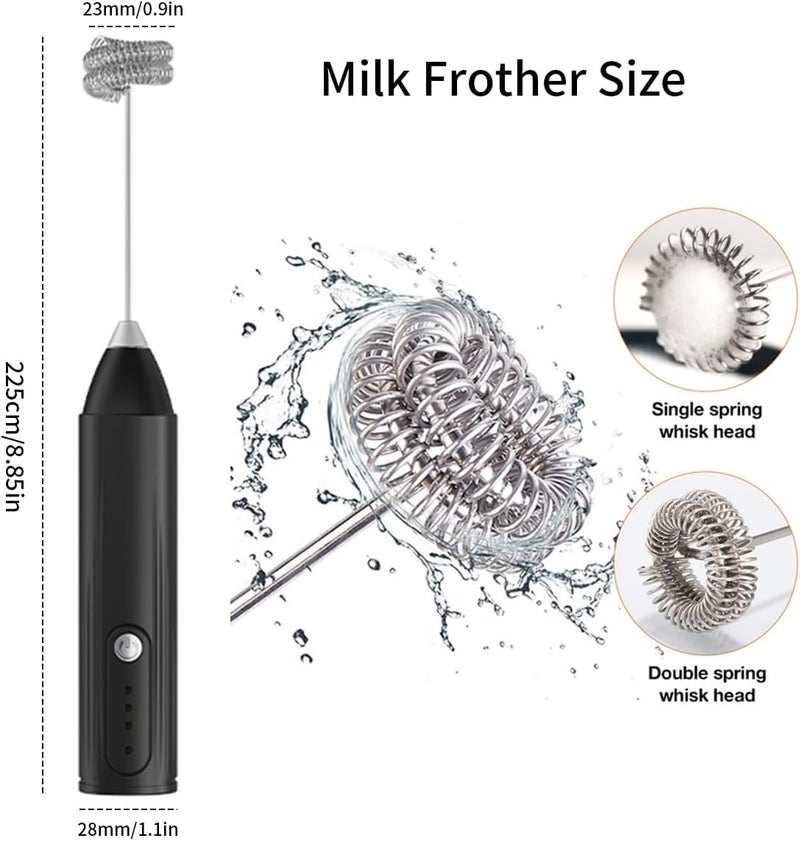 MITCMOLARD Milk Frother, Coffee Mixer, Rechargeable Coffee Frother, Milk Frother Handheld, Coffe Whisk, Coffee Stirrer for Latte Cappuccino, Coffee Beater, Milk Foam Maker 3 Speeds, Coffe Blender - Image 2