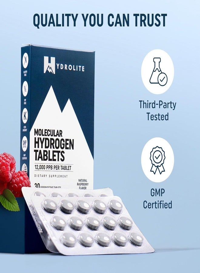Hydrolite أقراص هيدرولايت الهيدروجين الجزيئي لمياه الشرب مع المغنيسيوم | أعلى تركيز للهيدروجين 12000 جزء في المليار | معزز للطاقة، يحسن الأداء والتعافي | صنع في الولايات المتحدة الأمريكية، 30 قرصًا (نكهة التوت) - Image 4