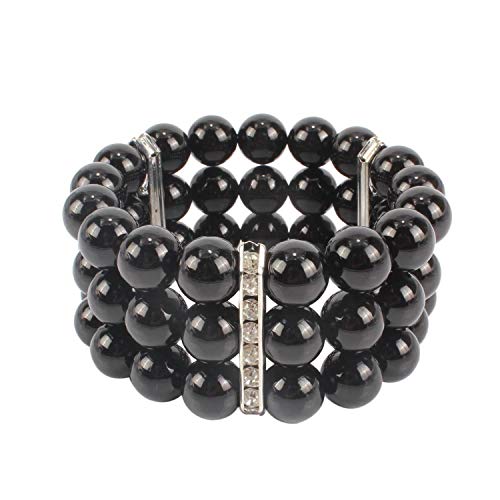 KOSMOS-LI Multi Layer Pearl Strand Necklace Bracelet And Earring Imitate Black Pearl Jewelry Sets For Women - Image 5
