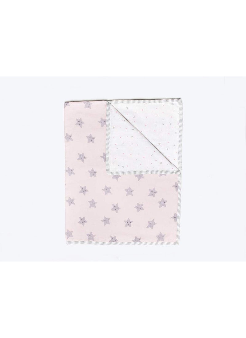 Masilo Masilo Organic Cotton Mulmul Dohar Blanket Crib/Cot- Light & Soft Summer Ac Blanket-Babies 0 to 3 Years - Star Pink  - Image 2